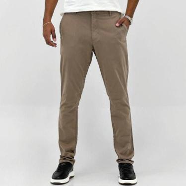 Imagem de Calça Sibra Esporte Fino Slim Masculina, 38, Cafe