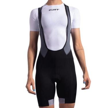 Imagem de Bretelle ciclismo feminino ERT Lady com zíper forro em gel Cor:Preto/C