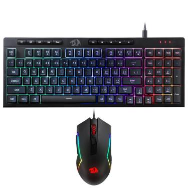 Imagem de Teclado Gamer Mecânico Redragon S141 Rylo Combo USB RGB Inglês com Switches 50 Milhões Toques Preto
