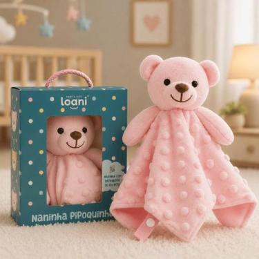 Imagem de Naninha Bebê Ursinho Pipoquinha com Prendedor de Chupeta - Pelucia Urs