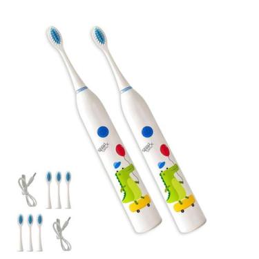 Imagem de Escova de Dente Eletrica 6 Modos Kit 2 Unidades Infantil Recarregavel 