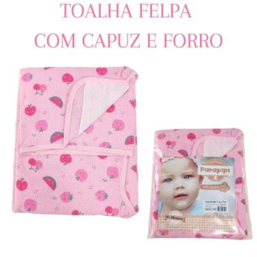 Imagem de Toalha de Banho de Bebê Felpuda Forrada Com Capuz Menino ou Menina - L