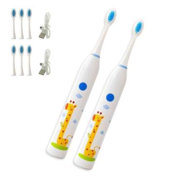 Imagem de Escova de Dente Infantil Eletrica Kit 2 Uni Recarregavel 6 Modos Higie