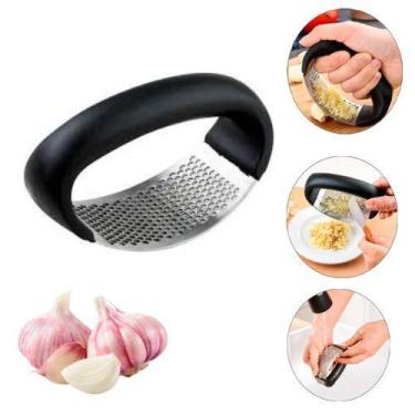 Imagem de Espremedor Amassador Triturador De Alho Manual Cozinha Inox - clink