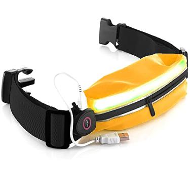 Imagem de Pochete Com Luz LED Recarregável USB Para Corrida Reflexiva - 3 Modos De Luz e 2 Tiras Reflexivas com Espaço para Chave, Celular Iphone, Samsung, Xiaomi, Pochete Leve para Corredores,