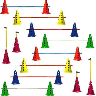 Imagem de 20 Cones Furados Com 10 Barreiras E Sinalizador Funcional