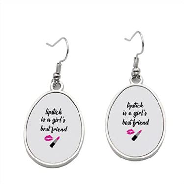 Imagem de Brinco Lipstick is girl best friend - Brincos com pingente para meninas - Presente de festa de aniversário dos namorados