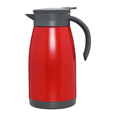 Imagem de Mimo Style Garrafa Térmica Inox Vermelha, Parede Dupla e à Prova de Vazamento, Com Capacidade Para 1 Litro, Perfeita Para Bebidas Quentes e Frias, Corpo de Material Inox e Tampa em Silicone