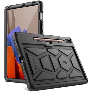 Imagem de Poetic Capa da série TurtleSkin para Samsung Galaxy Tab S7 com suporte de caneta S, modelo SM-T870/T875/T878 (versão 2020), capa protetora de silicone resistente à prova de choque para crianças, preta