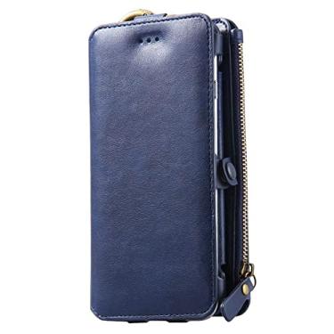 Imagem de Capa de telefone para iphone 11 pro max xs xr 5 c 6 s se 2020 7 8 plus cintura pendurada carteira de couro bolsa de capa de telefone, azul, para ipohone 11 pro max