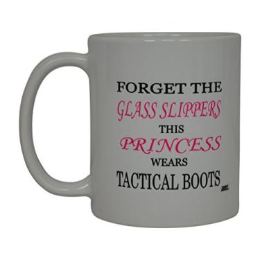 Imagem de Caneca de café engraçada Forget The Glass Pantufas This Princess Wears Tactical Boots Ideia de presente de bojo inovador para sua mulher polícia militar EMT Firefighter Girl