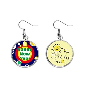 Imagem de Feliz Ano Novo Desejos Brincos de Flor de Sol Joia Moda, Medium, Metal
