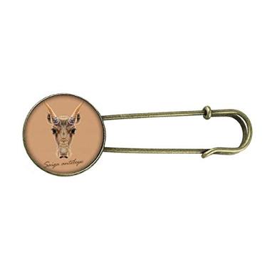 Imagem de Broche de metal retrô marrom Saiga Antelope Animal