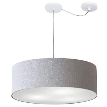 Imagem de Lustre Pendente com Desvio de Centro Cúpula Tecido 55x15 cm, Vivare Iluminação, Pendente4262 CZ, Cinza, Médio