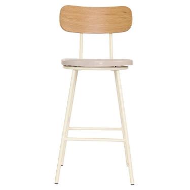 Imagem de Banco Retro Médio Decorativo Com Encosto Bege Overseas