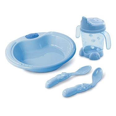Imagem de Adoleta Bebê Kit Alimentação Prato Urso Porta-Suco E Colheres Azul
