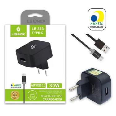 Imagem de Carregador Para Celular Turbo Power 30w 4.0a Tipo C Type C Le-353