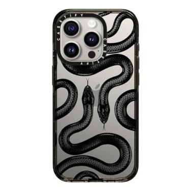 Imagem de CASETiFY Capa Impact para iPhone 15 Pro [4X testado contra quedas de grau militar / proteção contra quedas de 2,5 m] - impressões de animais - Kingsnake preto - preto transparente