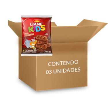Imagem de Biscoito Sem Lactose Maizena Chocolate Mini Liane contendo 3 pacotes de 100g cada