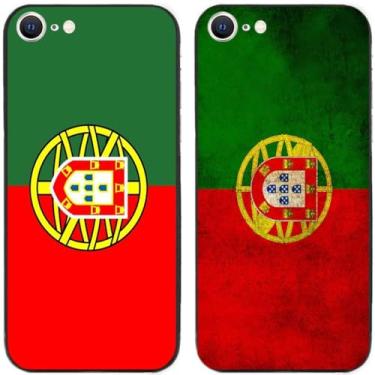 Imagem de 2 peças retrô bandeira de Portugal impressa TPU gel silicone capa traseira para Apple iPhone todas as séries (iPhone 7 / iPhone 8)