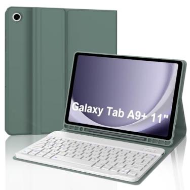 Imagem de Capa com teclado para tablet Galaxy Tab S7 FE (5G) 2021 / S8 Plus 2022 - Capa protetora inteligente com suporte de caneta S para Samsung Galaxy Tab S7 Plus - Teclado Bluetooth destacável