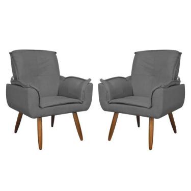 Imagem de Kit 02 Poltronas Decorativa Emília Plus Suede Várias Cores - Ds Estofa