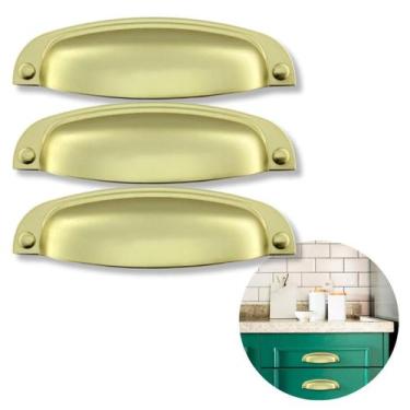 Imagem de Kit Com 3 Puxador Paris Provençal Concha Dourado Fosco Vintage Retrô 9