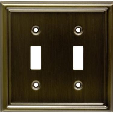 Imagem de GE 40315 Placa de parede de interruptor duplo metálico metálico antigo