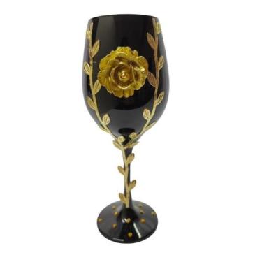 Imagem de Taça Preta Pomba Gira Rosa Dourada - META ATACADO