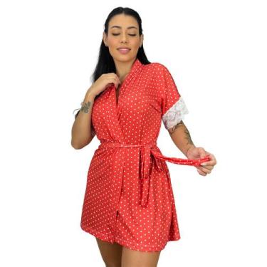 Imagem de Robe Feminino Roupão Kimono c/ Renda nas Mangas  030EST - La Belle Cel