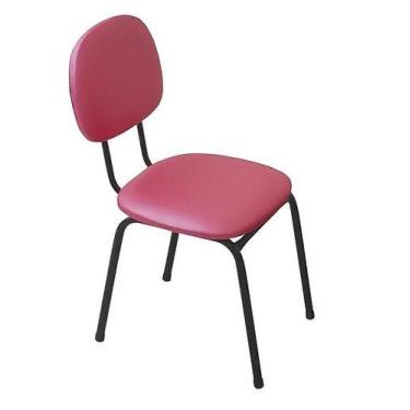 Imagem de Cadeira Secretaria Fixa Palito Tecido Facto Manicure - For-ty, PINK