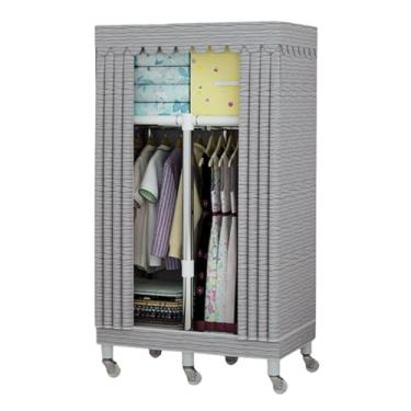 Imagem de Guarda-roupa Armário de guarda-roupa portátil sobre rodas armário de pé grande capacidade armário de armazenamento de roupas móveis organizador de armazenamento armário