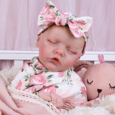 Imagem de Vinil realista de corpo inteiro Reborn Baby Doll Aori de 45 cm com conjunto