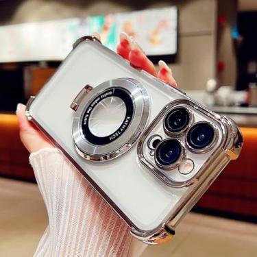 Imagem de Capa transparente com suporte magnético de luxo com glitter para Xiaomi Mi 13T 13 14 Ultra 12T Poco X6 Pro F6, capa macia, prateada, para POCO X6