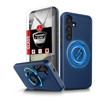 Imagem de FRLMOOES Capa magnética para Samsung Galaxy S24 compatível com carregamento MagSafe sem fio, com protetor de tela, capa de telefone S24 com anel de suporte, antiarranhões, à prova de choque, proteção