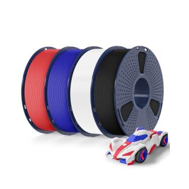 Imagem de SUNLU Filamento Petg De Alta Velocidade 1,75 Mm, Pacote De 4 Kg, Filamento Para Impressora 3D De 4 Kg, 1 Kg Por Bobina, Pacote Com 4, 4 Cores, Preto + Branco + Azul + Vermelho