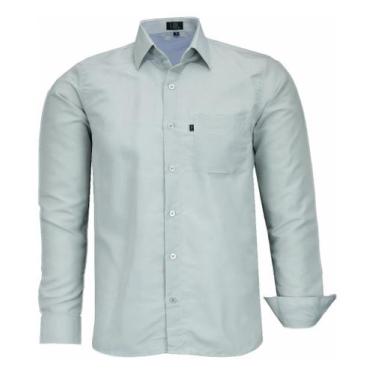 Imagem de Camisa Masculina Lbl Comfort Manga Longa Não Amassa 3027, Prata, 4