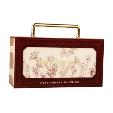 Imagem de UGPLM Caixa de doces de casamento Caixa de presente de dama de honra, novidade leve com alça, caixa de favor da festa, caixa de proposta para engajamento, Red L