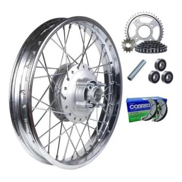 Imagem de Roda Traseira Fan 125 2009 Á 2022 + Relação/Rolamento/Espaçador/Lona