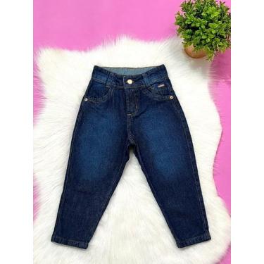 Imagem de Calça jeans infantil Menina premium Modelo Mom com elástico interno na