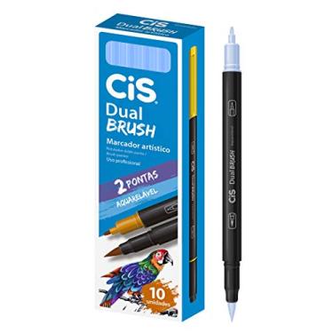 Imagem de Marcador Artístico Aquarelável Dual Brush, CIS, Azul Celeste, Caixa com 10 unidades