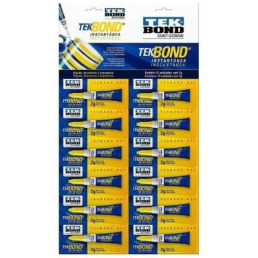 Imagem de 4 Cartelas Com 12 Unidades Cola Instantânea Tek Bond 2 Gr
