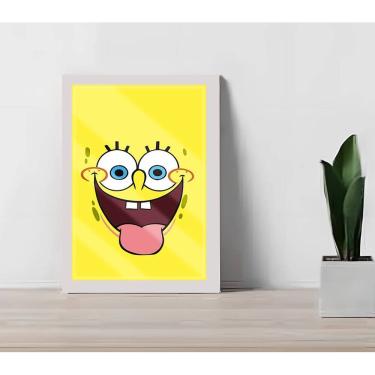 Imagem de Quadro Infantil Bob Esponja Sala Quarto C/ Vidro 33x25cm A4