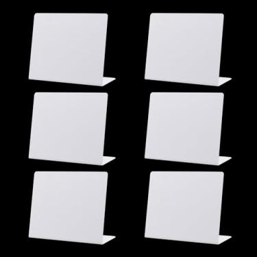 Imagem de Xiaoyztan 6 peças de quadro de giz apagável, buffet, menu, quadros-negros em forma de L, placas de mensagem manuscritas para restaurante, padaria, festas, casamento, loja de varejo, 14 x 12 cm, branco