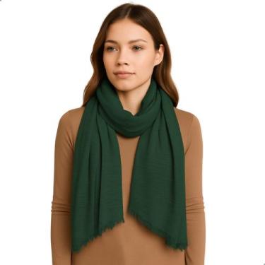 Imagem de Cachecol Feminino Pashmina Xale Tipo Manta Toque Macio Com Franjas 175