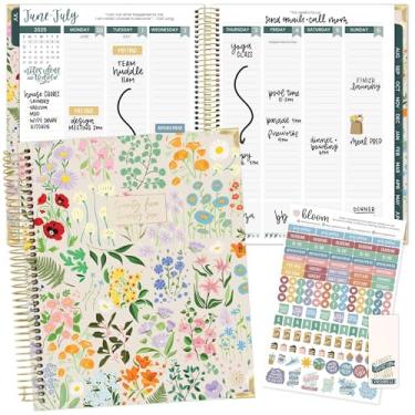 Imagem de bloom daily planners Planejador de objetivos e visão do ano acadêmico de capa dura 2025-2026 (julho de 2025 a julho de 2026) - Organizador de agenda mensal e semanal - 19 cm x 23 cm - Festa no jardim,