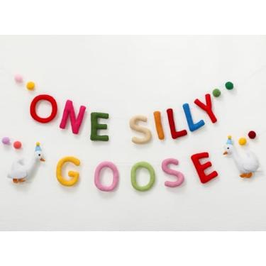 Imagem de FYSUIMU 2 peças, faixa de feltro de ganso bobo, faixa de aniversário de cor arco-íris, guirlanda pré-amarrada para chá de bebê, aniversário, decoração pendurada