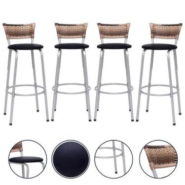 Imagem de Kit 4 Cadeira Banquetas Para Cozinha Americana Banco Balcão Bar Area G