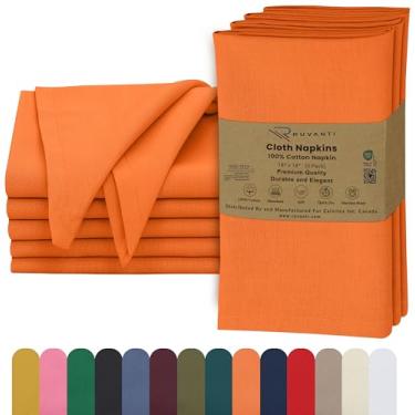 Imagem de RUVANTI Conjunto De 6 Guardanapos Pano Ruvanti, 45X45 Cm, 100% Algodão, Laváveis, Macios E Absorventes, Perfeitos Para Jantares Casamento, Natal Ação Graças - Orange Peel