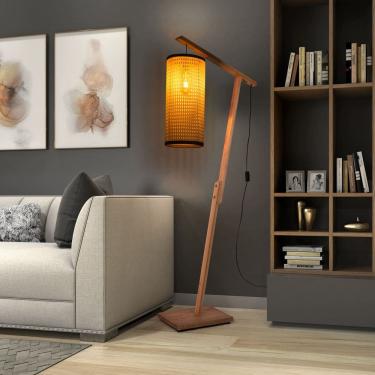 Imagem de Luminária Aurora Madeira Maciça Cúpula Indiana Cilíndrica